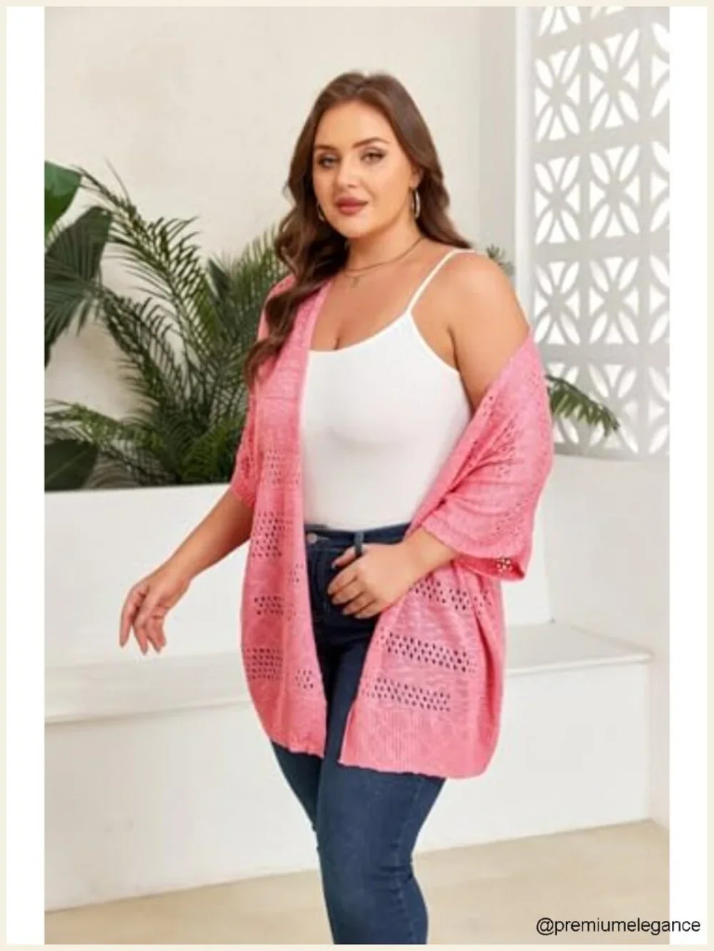 Plus Size Crochet Cardigan Kimono Boho Short Sleeve Oversized Summer Open Front